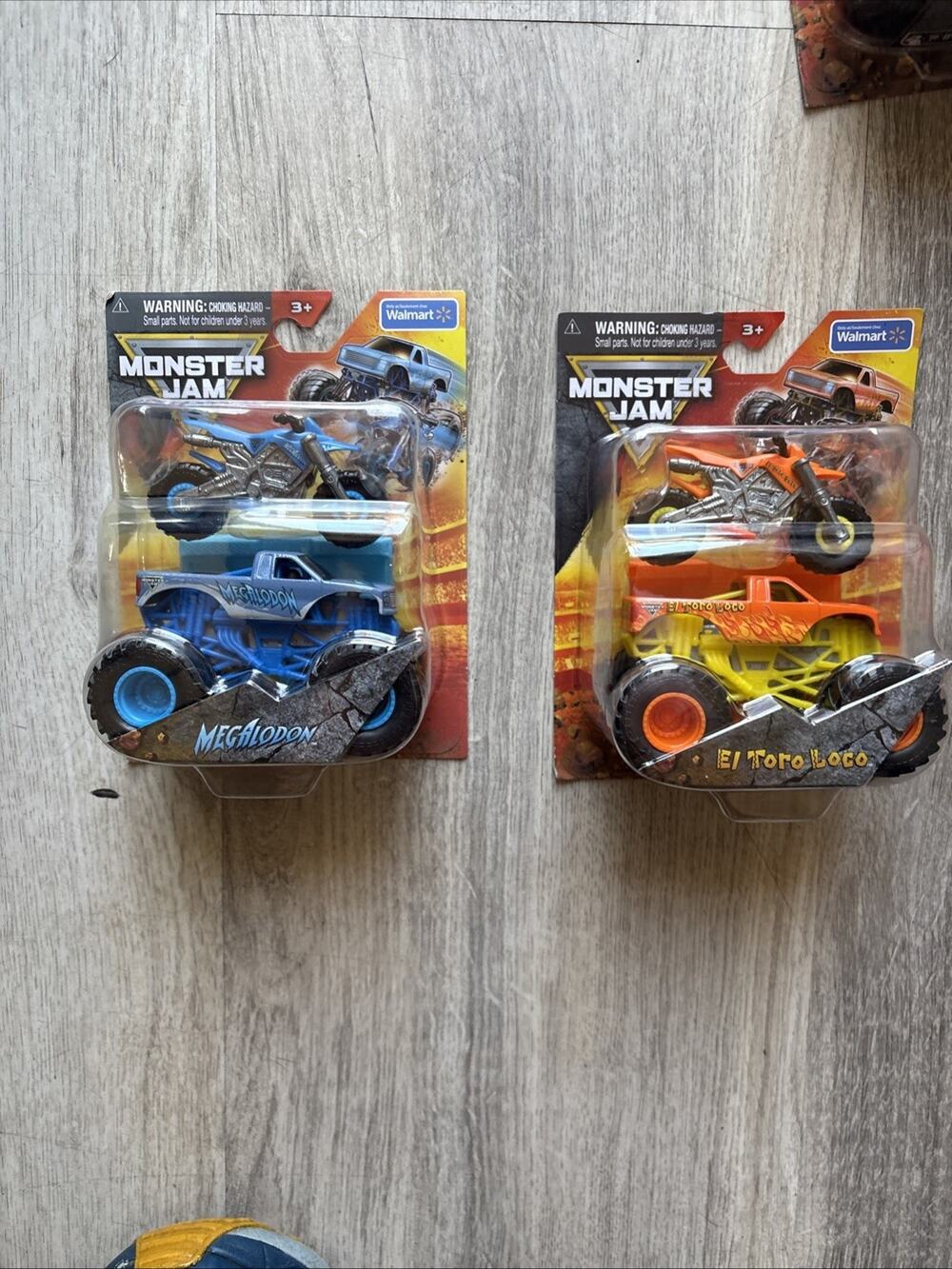 Monster Jam 1:64 Truck & dirt bikes Megalodon El Toro Loco Lot 2